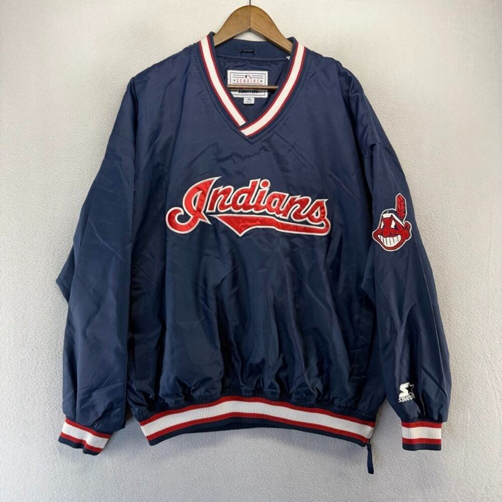 Vintage Cleveland Indians Windbreaker Jacket Men's XL Blue Starter Cheif Wahoo